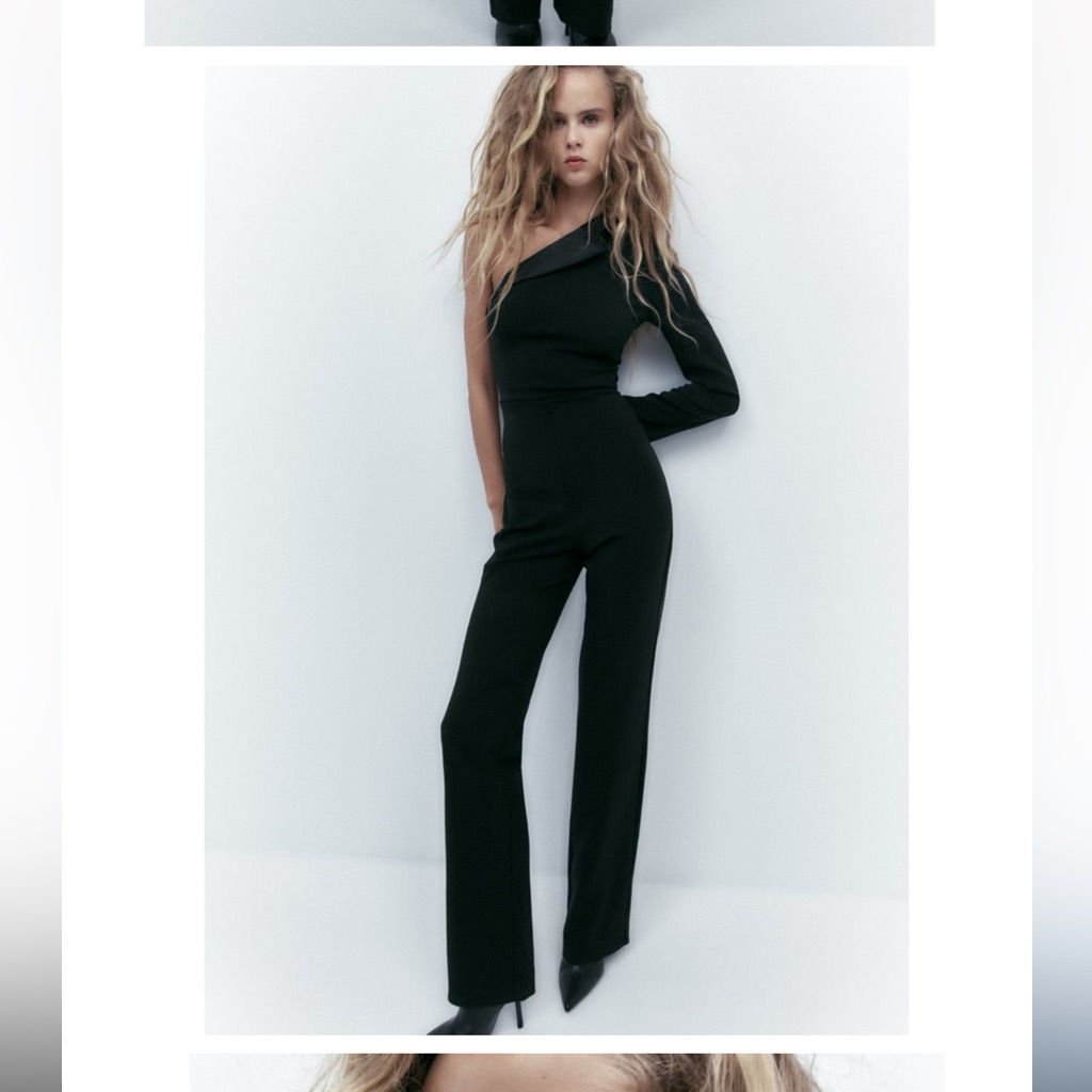 Zara Asymmetric Jumpsuit Size M Tuxedo